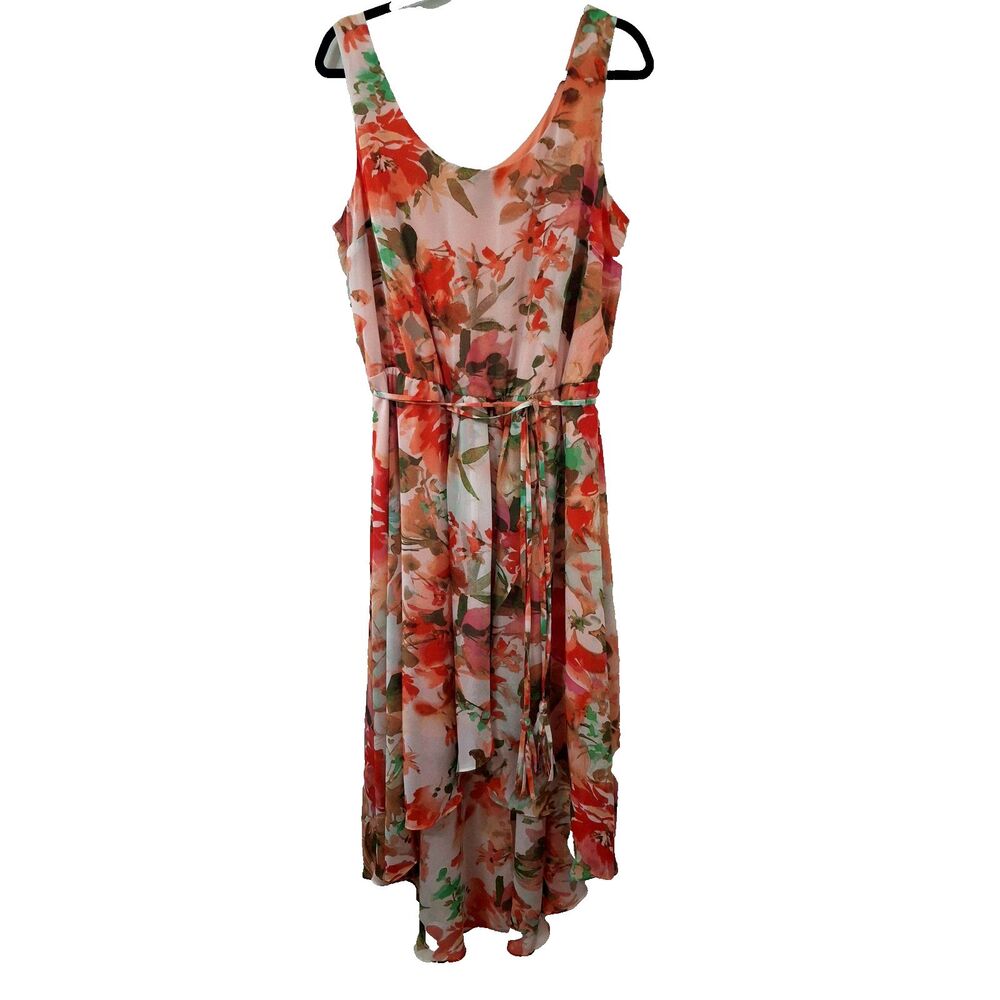 JBS LTD Hi-Low Floral Sheer Chiffon Like Midi 16 Cottagecore Garden Party Boho